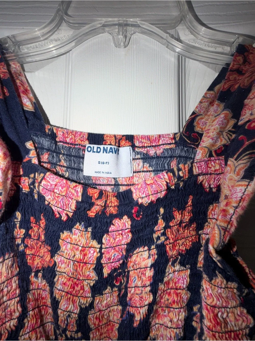 Old Navy Navy Floral Tiered Sundress with Pink and Coral Flowers